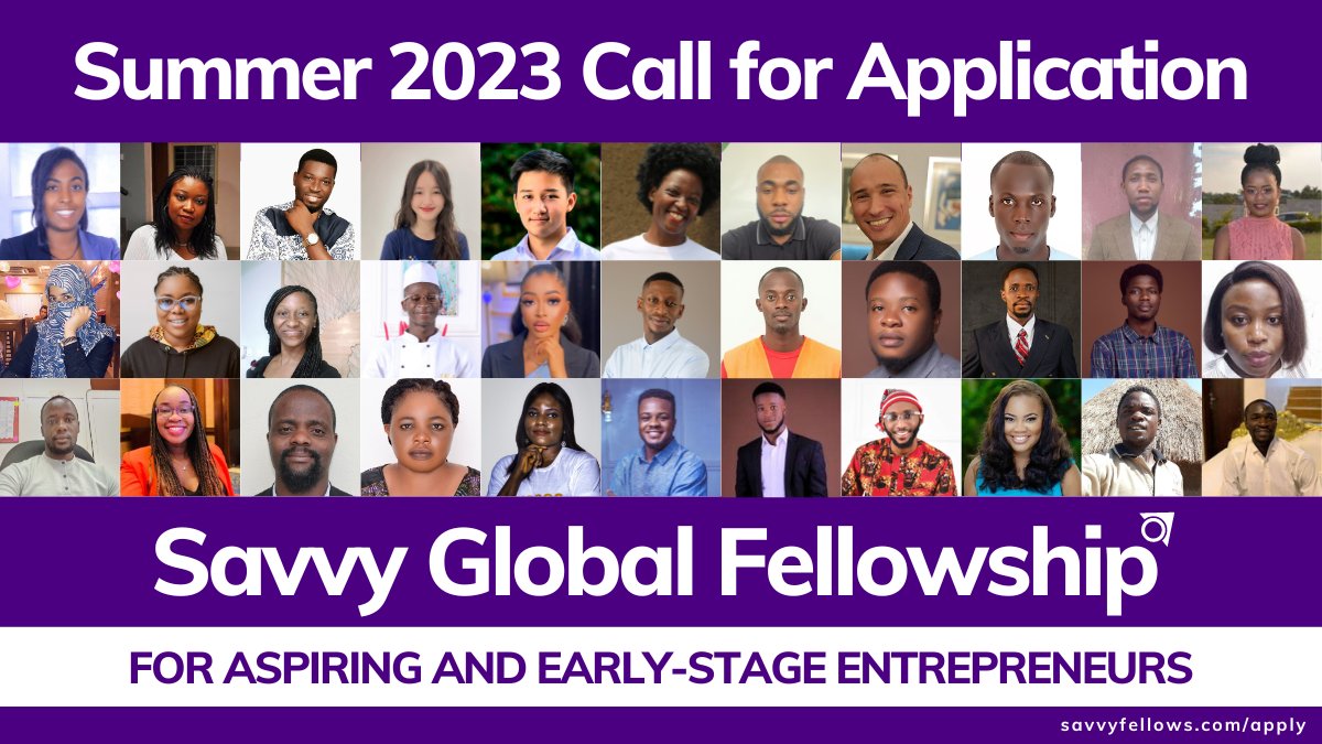 Apply: Savvy Global Fellowship for Aspiring and Early-Stage Entrepreneurs (Fully-funded Virtual Program)